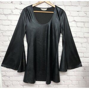 Black Gothic Punk Goth Bell Bat Sleeves Whimsygoth Vamp Stretch Mini Dress Sz M